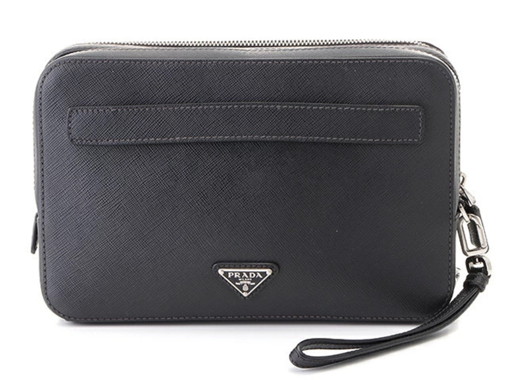 Prada Saffiano Clutch Bag Black Calfskin